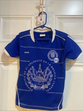 Mitre Kids' Royal Blue El Salvador Graphic Soccer Jersey